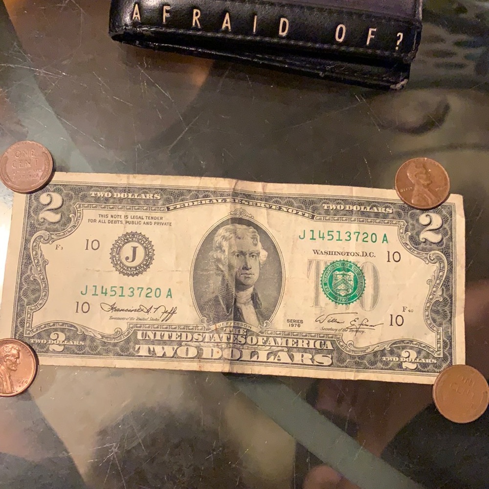 2$ Two Dollar Bill . Series 1976